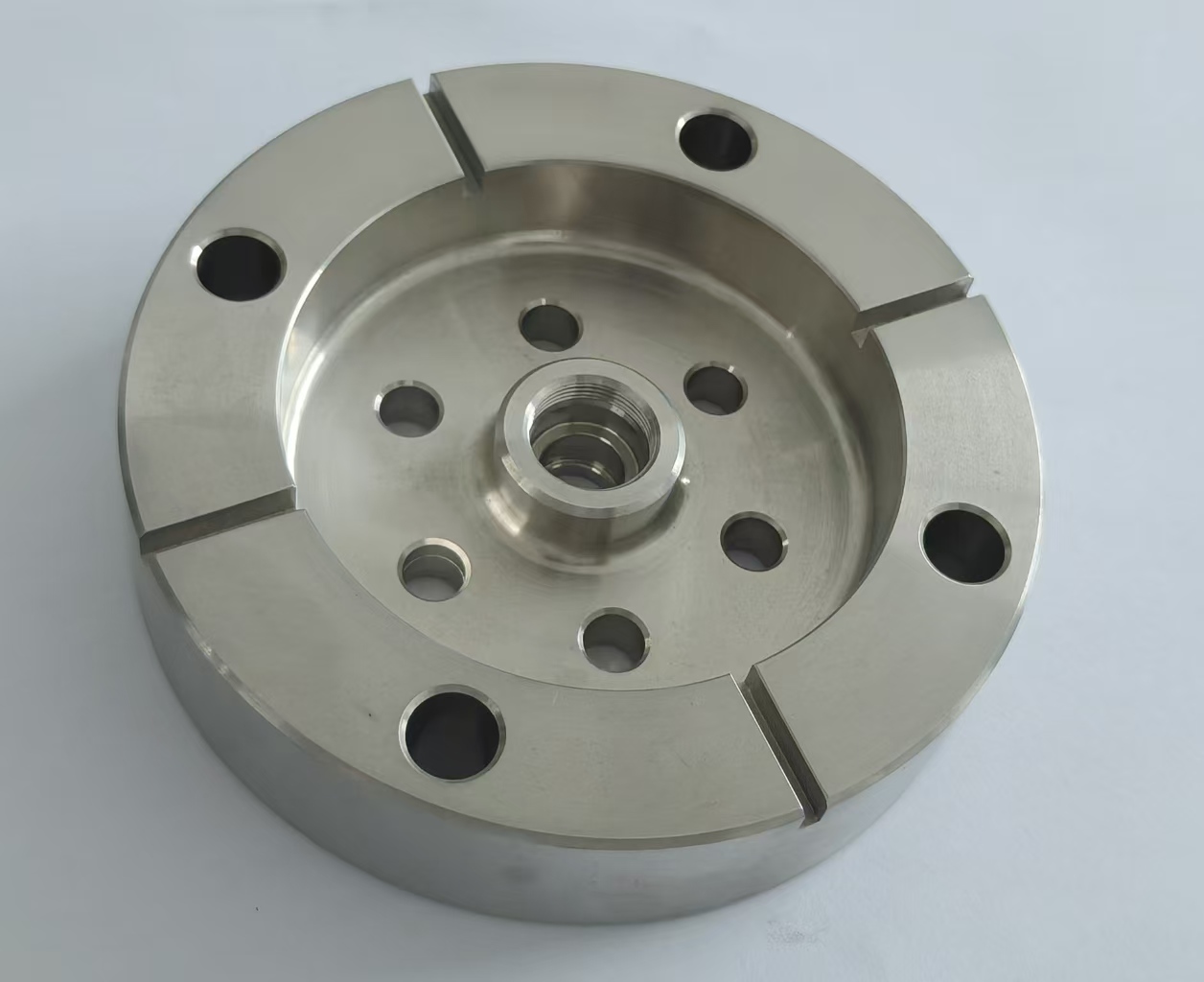 Custom aerospace precision circular flange component, multi-hole CNC machined structural part