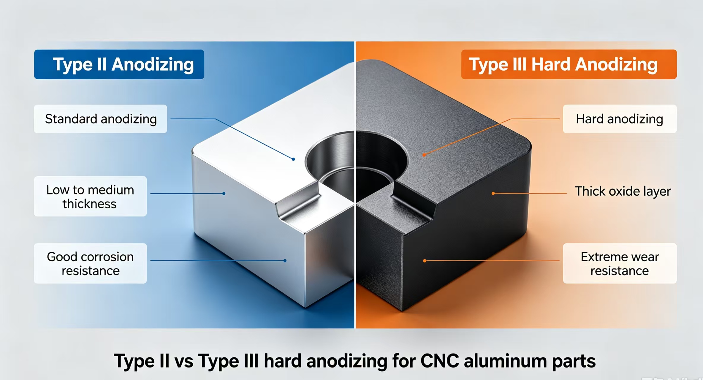 Type II vs Type III hard anodizing for CNC aluminum parts