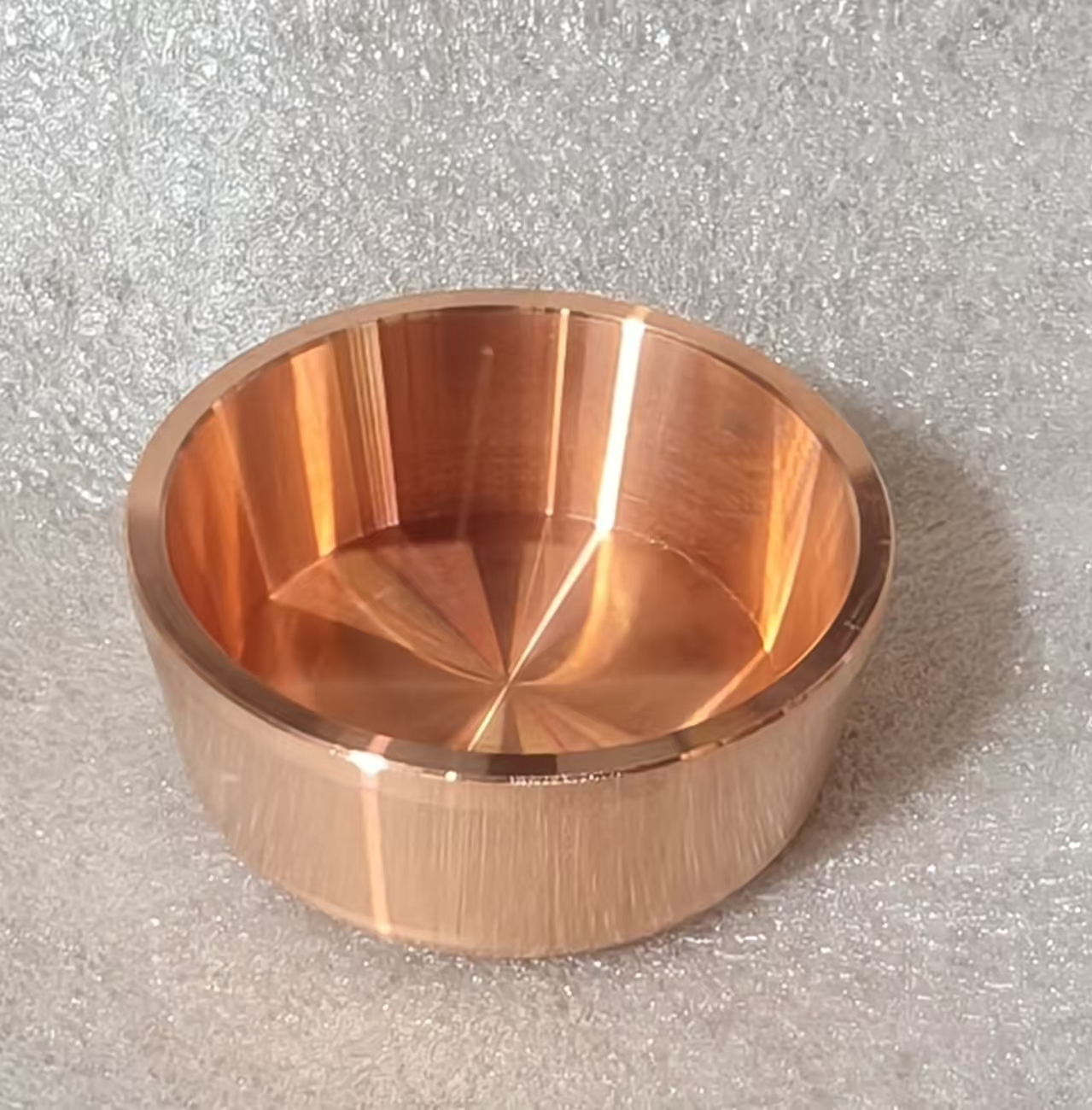 Oxygen-free copper OFC crucible, CNC machined copper cavity for semiconductor vacuum deposition and sputtering equipment